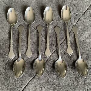 Stanley Roberts DORCHESTER Stainless Rogers Burnished Flatware 7” Teaspoon 8 Lot